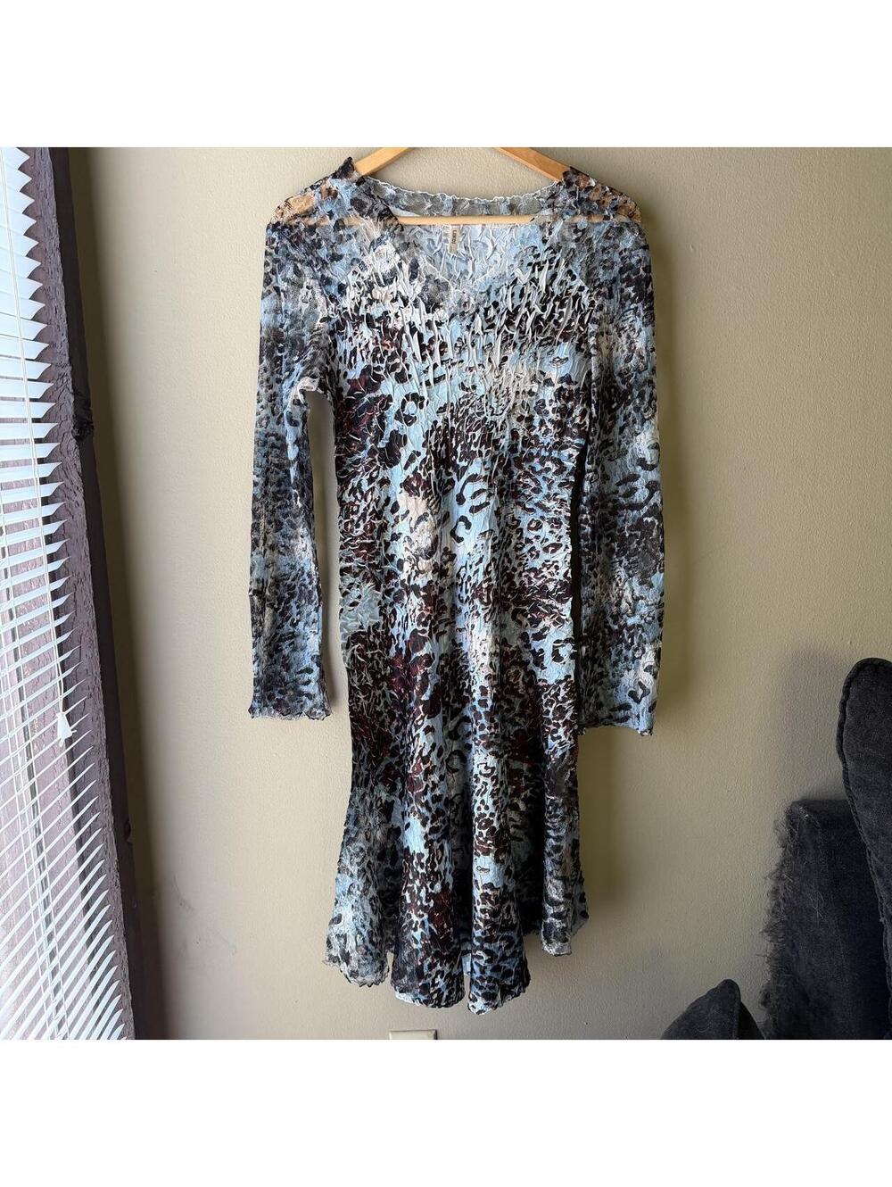 Lindi Long Sleeve Animal Print Dress with Lace Trim